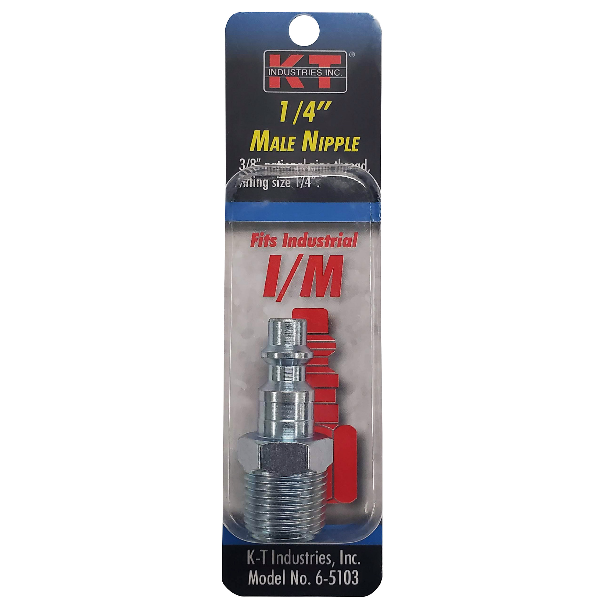 K-T Industries Industrial Nipple — 3/8in. Male NPT, 1/4in., Zinc-Plated Steel, Model# 6-5103